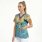 World Ocean Day Aboriginal Arts Indigenous Scrub Top Dancing Under Moonlight