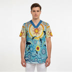 World Ocean Day Aboriginal Arts Indigenous Scrub Top Dancing Under Moonlight