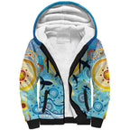 World Ocean Day Aboriginal Arts Indigenous Sherpa Hoodie Dancing Under Moonlight