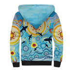 World Ocean Day Aboriginal Arts Indigenous Sherpa Hoodie Dancing Under Moonlight
