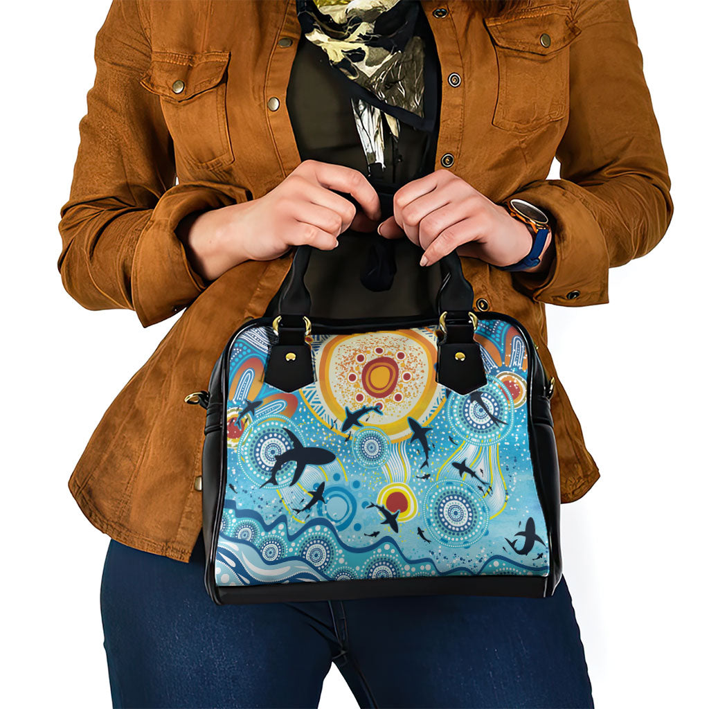 World Ocean Day Aboriginal Arts Indigenous Shoulder Handbag Dancing Under Moonlight