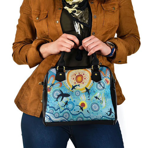 World Ocean Day Aboriginal Arts Indigenous Shoulder Handbag Dancing Under Moonlight