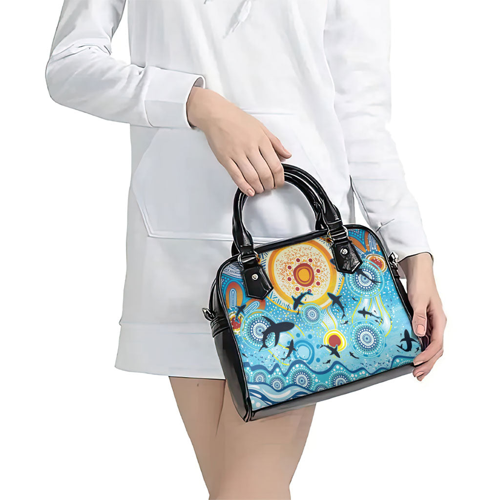 World Ocean Day Aboriginal Arts Indigenous Shoulder Handbag Dancing Under Moonlight