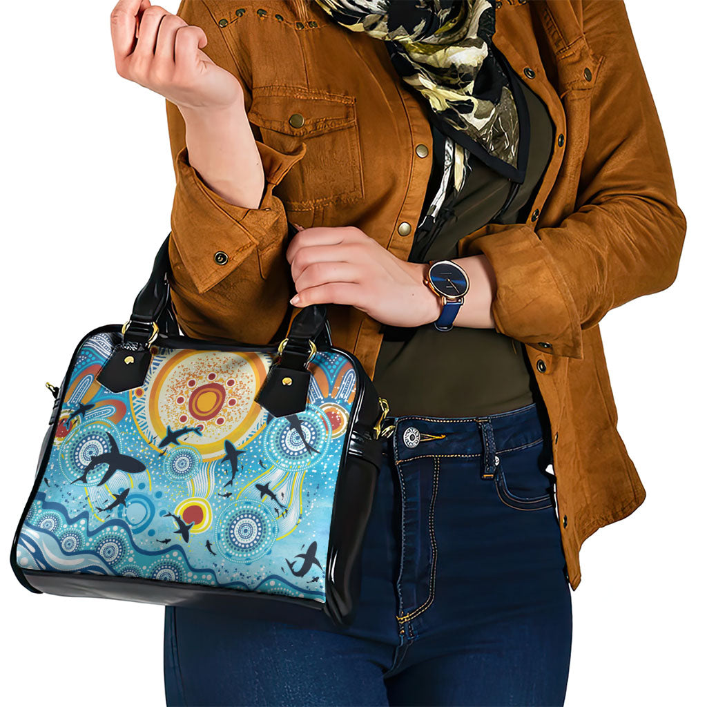 World Ocean Day Aboriginal Arts Indigenous Shoulder Handbag Dancing Under Moonlight