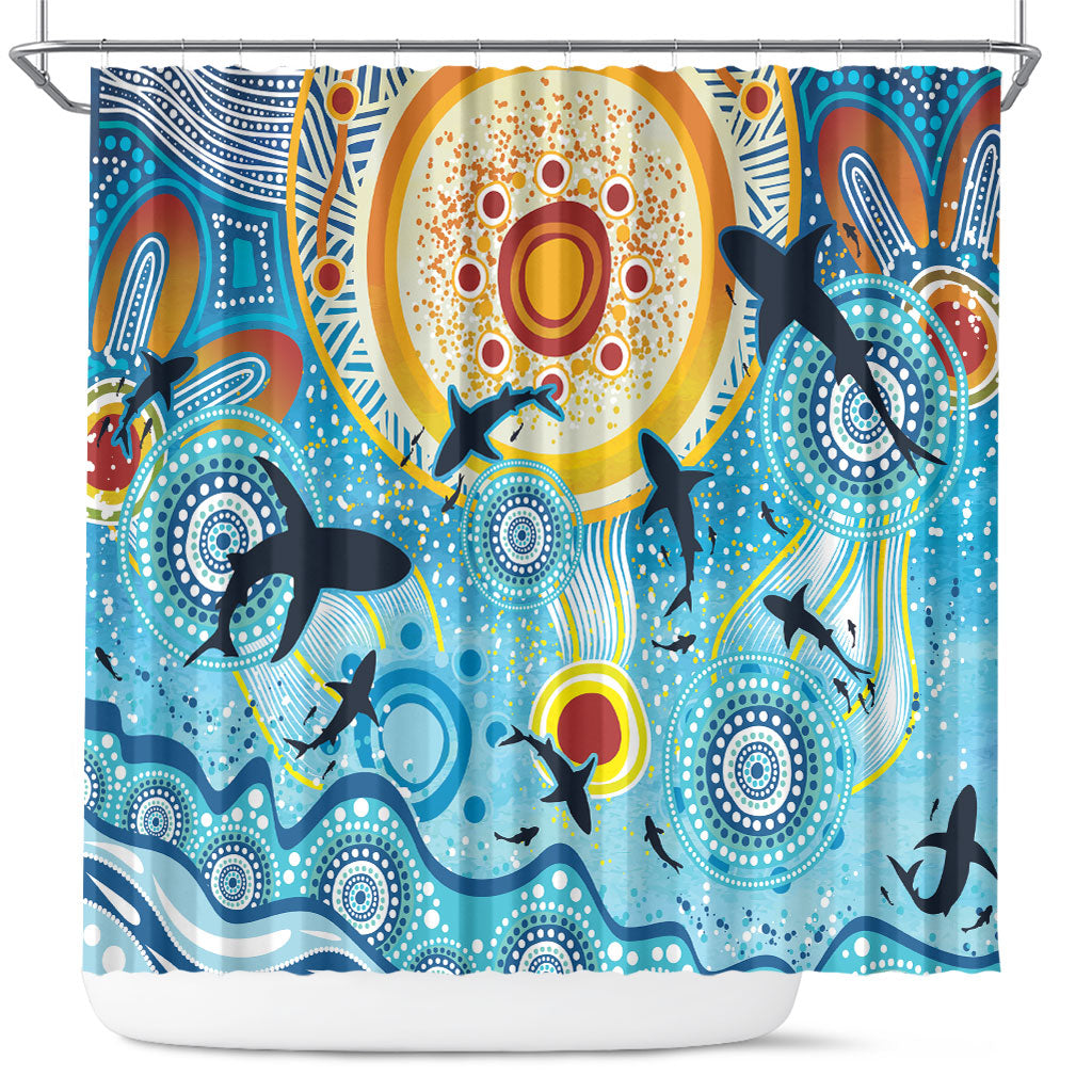 World Ocean Day Aboriginal Arts Indigenous Shower Curtain Dancing Under Moonlight