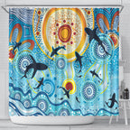World Ocean Day Aboriginal Arts Indigenous Shower Curtain Dancing Under Moonlight