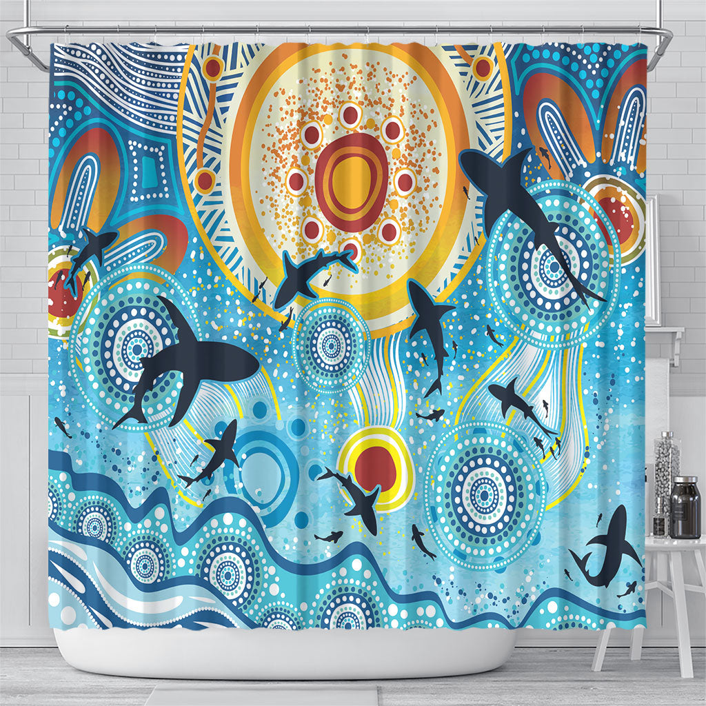 World Ocean Day Aboriginal Arts Indigenous Shower Curtain Dancing Under Moonlight