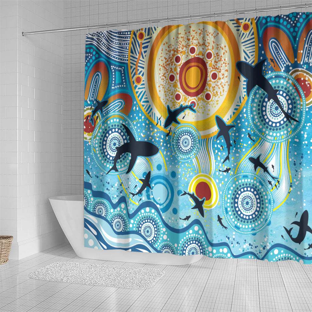 World Ocean Day Aboriginal Arts Indigenous Shower Curtain Dancing Under Moonlight