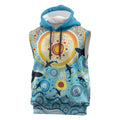 World Ocean Day Aboriginal Arts Indigenous Sleeveless Hoodie Dancing Under Moonlight