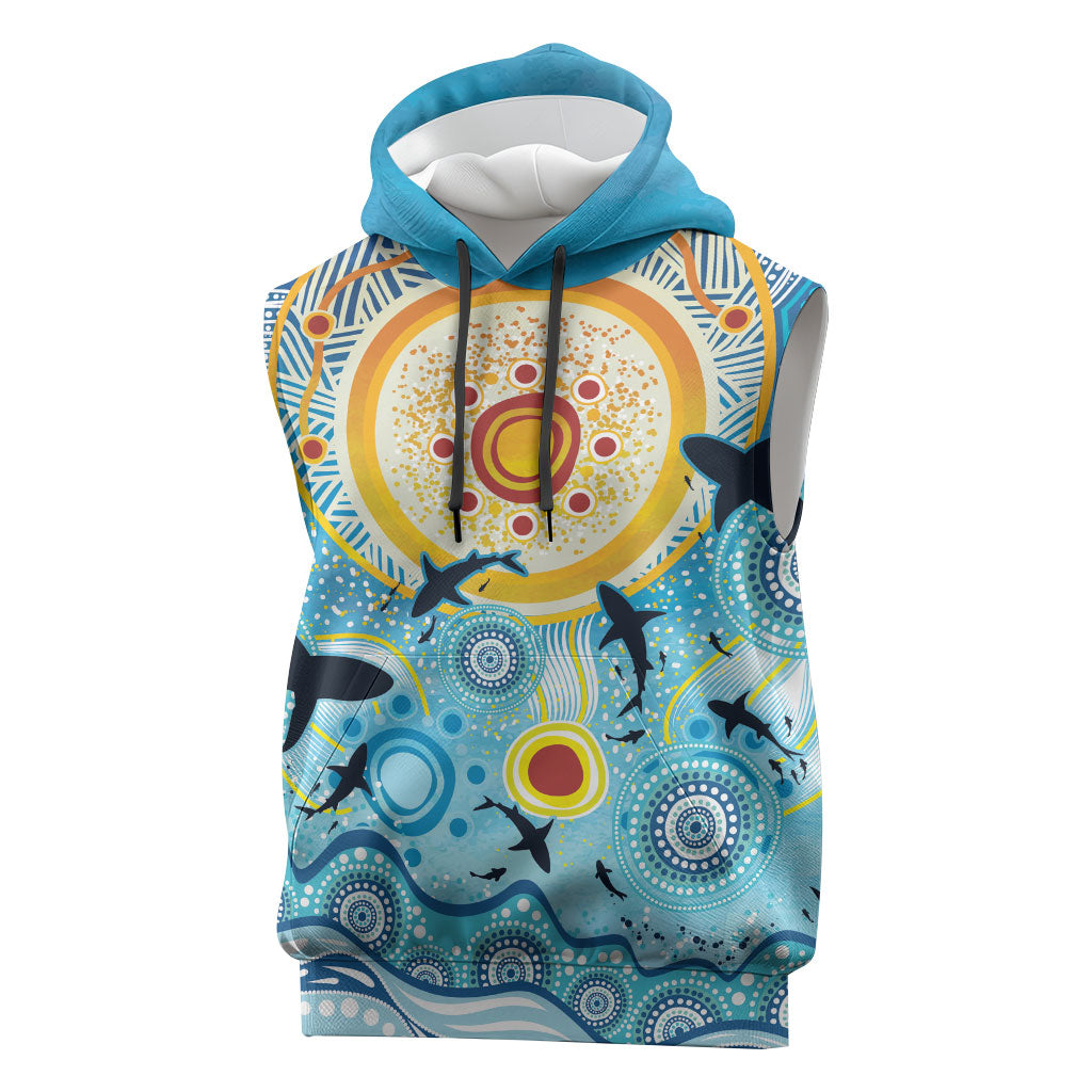 World Ocean Day Aboriginal Arts Indigenous Sleeveless Hoodie Dancing Under Moonlight