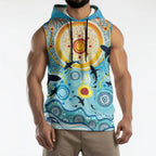 World Ocean Day Aboriginal Arts Indigenous Sleeveless Hoodie Dancing Under Moonlight