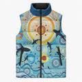 World Ocean Day Aboriginal Arts Indigenous Sleeveless Puffer Jacket Dancing Under Moonlight