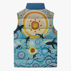 World Ocean Day Aboriginal Arts Indigenous Sleeveless Puffer Jacket Dancing Under Moonlight