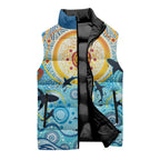 World Ocean Day Aboriginal Arts Indigenous Sleeveless Puffer Jacket Dancing Under Moonlight