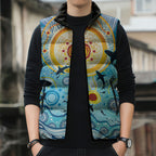 World Ocean Day Aboriginal Arts Indigenous Sleeveless Puffer Jacket Dancing Under Moonlight