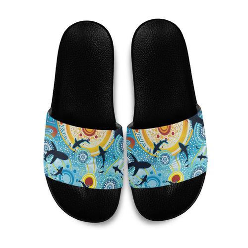 World Ocean Day Aboriginal Arts Indigenous Slide Sandals Dancing Under Moonlight
