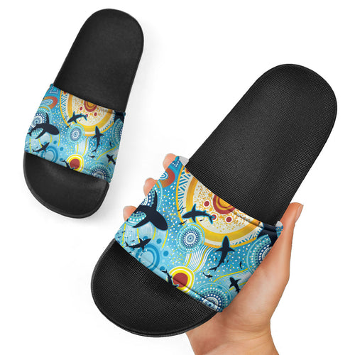 World Ocean Day Aboriginal Arts Indigenous Slide Sandals Dancing Under Moonlight