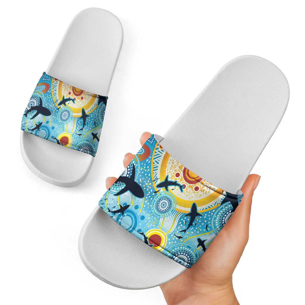 World Ocean Day Aboriginal Arts Indigenous Slide Sandals Dancing Under Moonlight