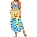 World Ocean Day Aboriginal Arts Indigenous Summer Maxi Dress Dancing Under Moonlight
