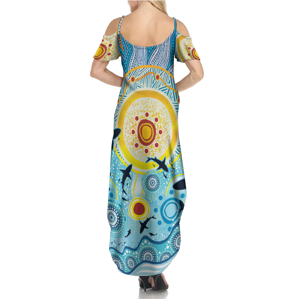World Ocean Day Aboriginal Arts Indigenous Summer Maxi Dress Dancing Under Moonlight