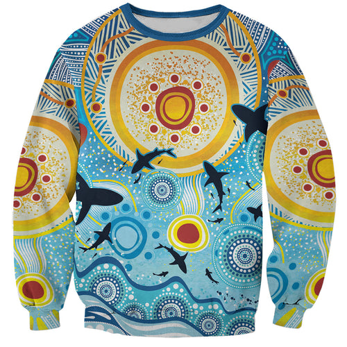 World Ocean Day Aboriginal Arts Indigenous Sweatshirt Dancing Under Moonlight