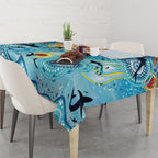 World Ocean Day Aboriginal Arts Indigenous Tablecloth Dancing Under Moonlight