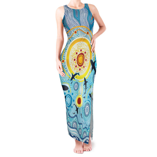 World Ocean Day Aboriginal Arts Indigenous Tank Maxi Dress Dancing Under Moonlight