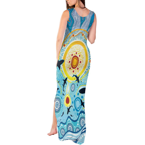 World Ocean Day Aboriginal Arts Indigenous Tank Maxi Dress Dancing Under Moonlight