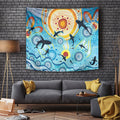 World Ocean Day Aboriginal Arts Indigenous Tapestry Dancing Under Moonlight