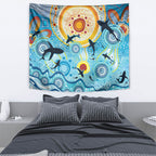 World Ocean Day Aboriginal Arts Indigenous Tapestry Dancing Under Moonlight