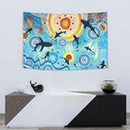 World Ocean Day Aboriginal Arts Indigenous Tapestry Dancing Under Moonlight