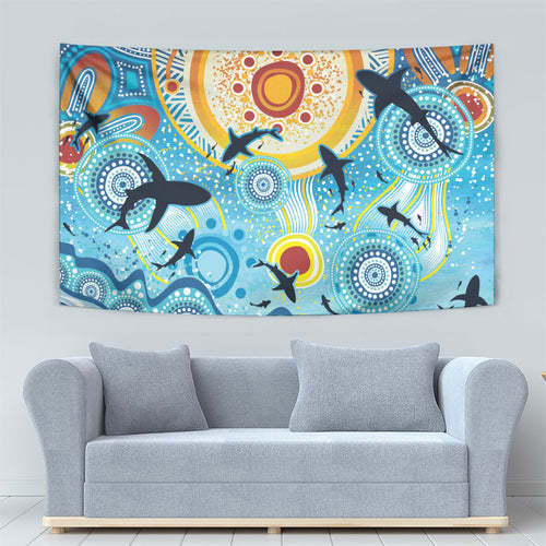 World Ocean Day Aboriginal Arts Indigenous Tapestry Dancing Under Moonlight