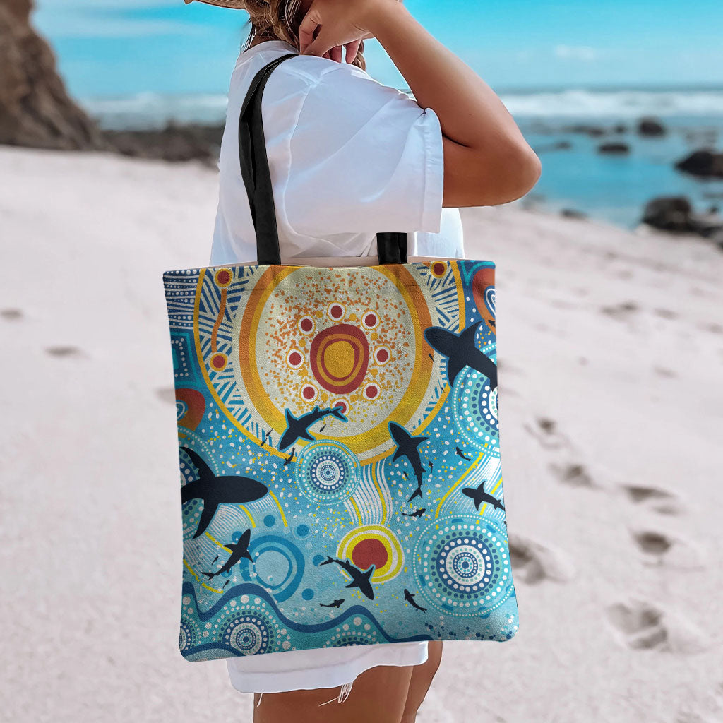 World Ocean Day Aboriginal Arts Indigenous Tote Bag Dancing Under Moonlight