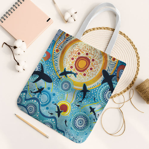 World Ocean Day Aboriginal Arts Indigenous Tote Bag Dancing Under Moonlight