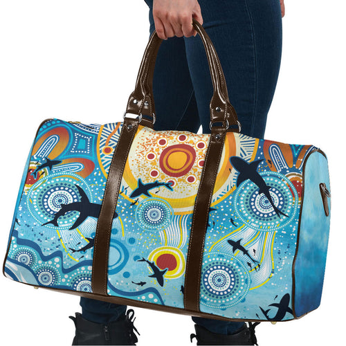 World Ocean Day Aboriginal Arts Indigenous Travel Bag Dancing Under Moonlight
