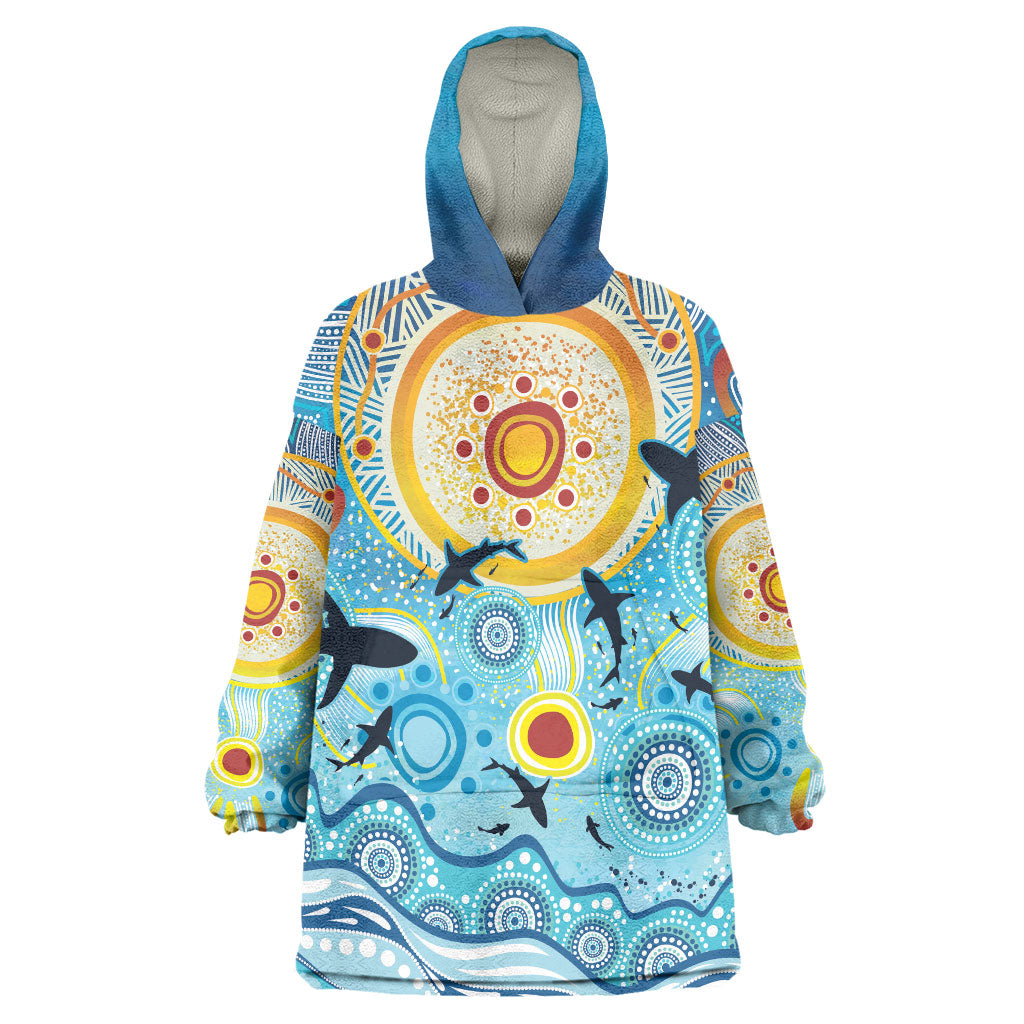 World Ocean Day Aboriginal Arts Indigenous Wearable Blanket Hoodie Dancing Under Moonlight