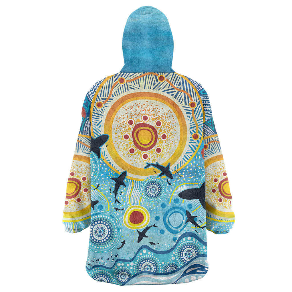 World Ocean Day Aboriginal Arts Indigenous Wearable Blanket Hoodie Dancing Under Moonlight