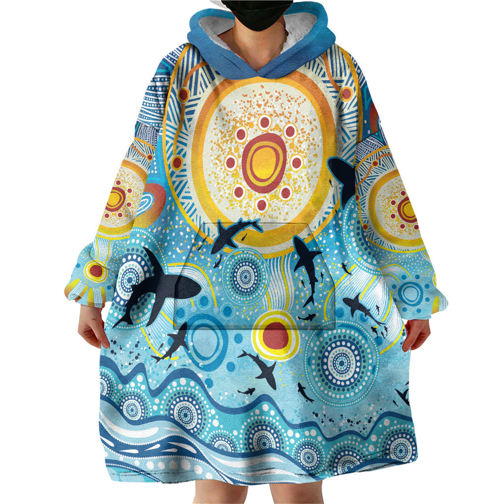 World Ocean Day Aboriginal Arts Indigenous Wearable Blanket Hoodie Dancing Under Moonlight