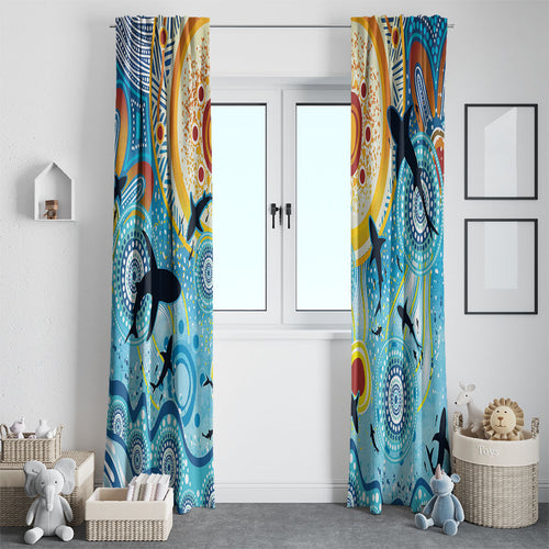 World Ocean Day Aboriginal Arts Indigenous Window Curtain Dancing Under Moonlight