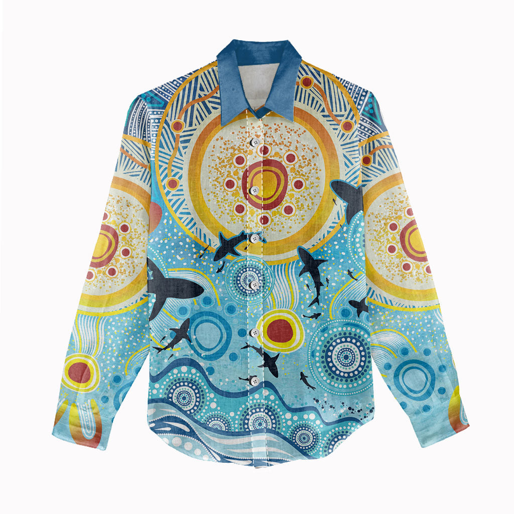 World Ocean Day Aboriginal Arts Indigenous Women Casual Shirt Dancing Under Moonlight