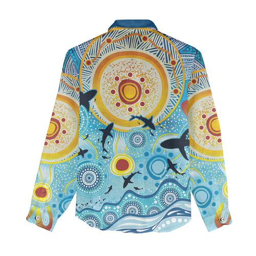 World Ocean Day Aboriginal Arts Indigenous Women Casual Shirt Dancing Under Moonlight