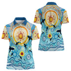 World Ocean Day Aboriginal Arts Indigenous Women Polo Shirt Dancing Under Moonlight