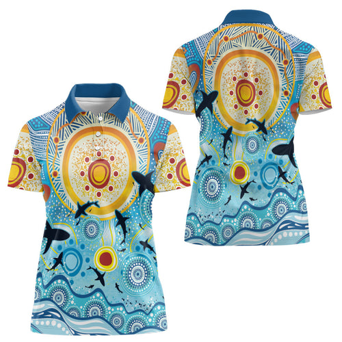 World Ocean Day Aboriginal Arts Indigenous Women Polo Shirt Dancing Under Moonlight