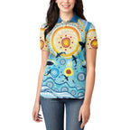 World Ocean Day Aboriginal Arts Indigenous Women Polo Shirt Dancing Under Moonlight