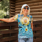 World Ocean Day Aboriginal Arts Indigenous Women Polo Shirt Dancing Under Moonlight