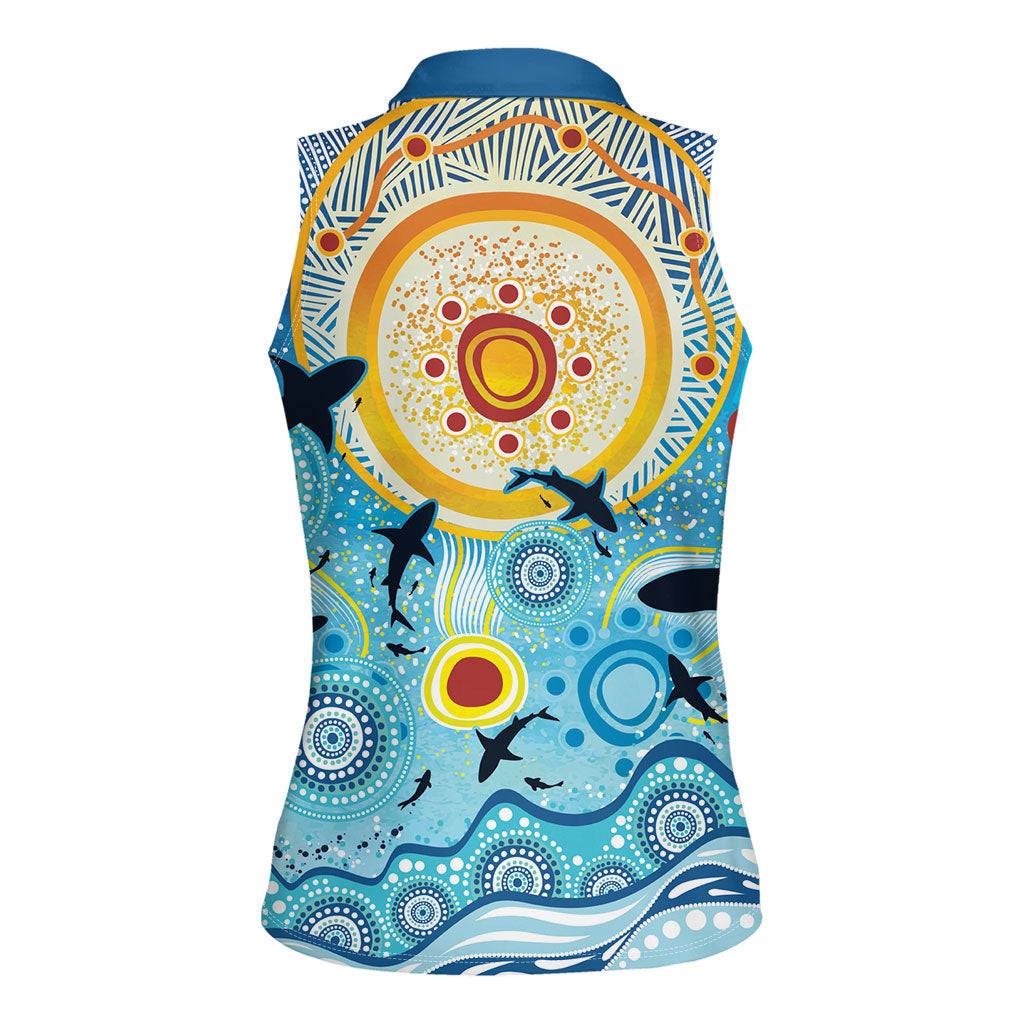 World Ocean Day Aboriginal Arts Indigenous Women Sleeveless Polo Shirt Dancing Under Moonlight