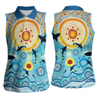 World Ocean Day Aboriginal Arts Indigenous Women Sleeveless Polo Shirt Dancing Under Moonlight