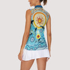 World Ocean Day Aboriginal Arts Indigenous Women Sleeveless Polo Shirt Dancing Under Moonlight
