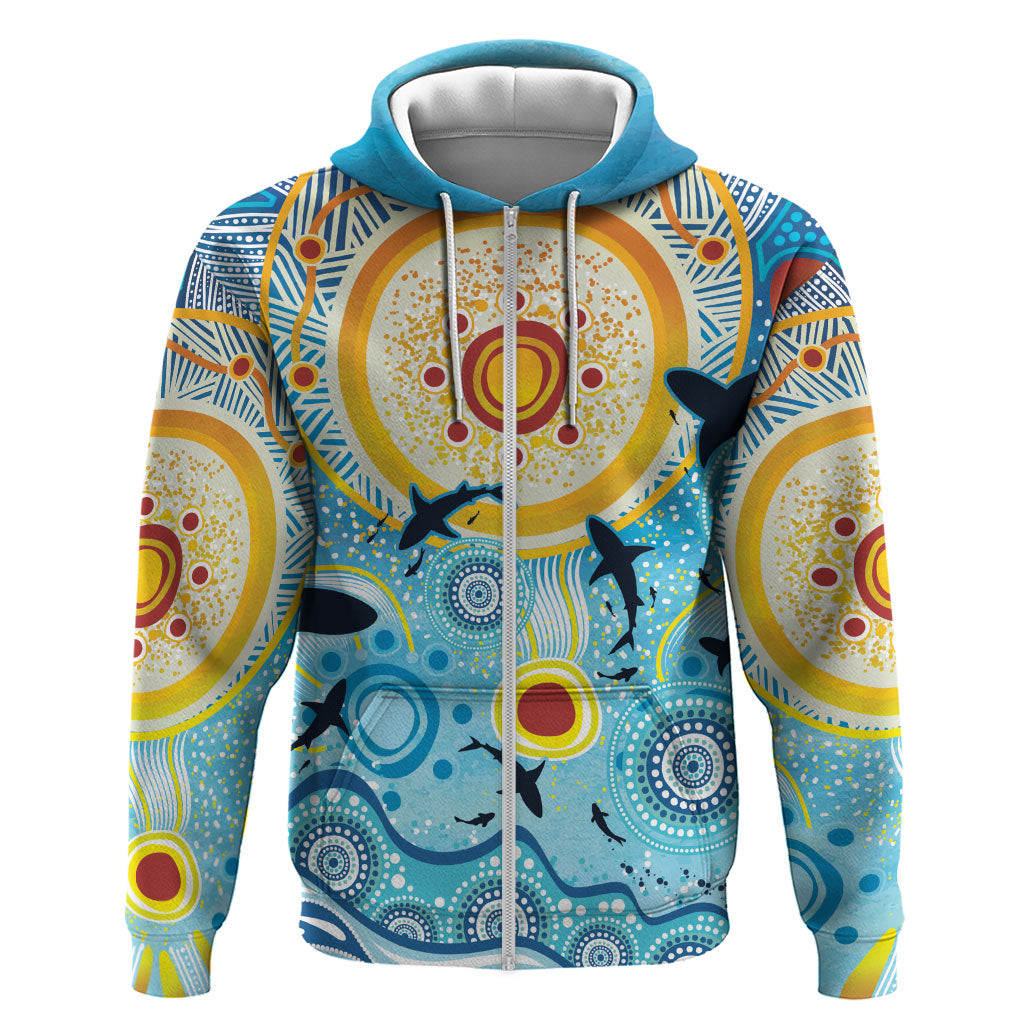 World Ocean Day Aboriginal Arts Indigenous Zip Hoodie Dancing Under Moonlight