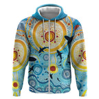 World Ocean Day Aboriginal Arts Indigenous Zip Hoodie Dancing Under Moonlight
